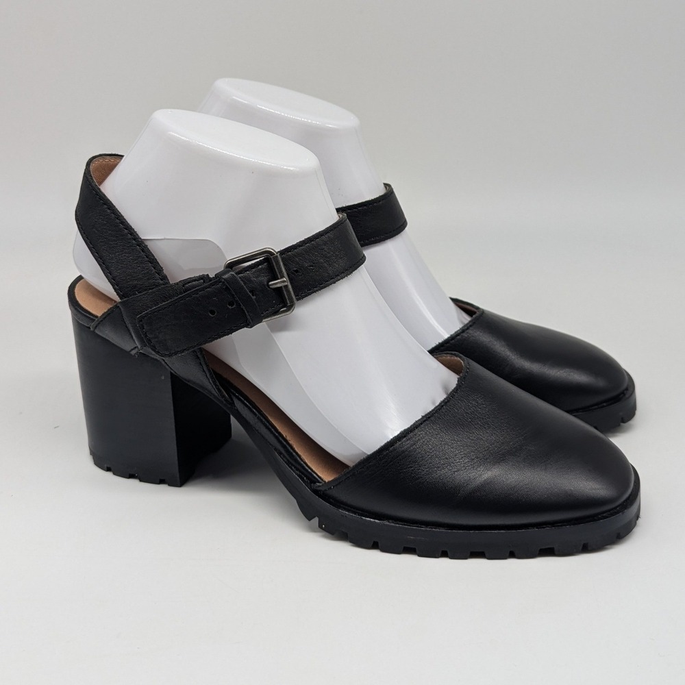 Madewell Claudie Lugsole Mary Jane Heel Sz 8 Shoes Black Leather NG684 Pump